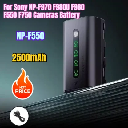 2500mAh NP-F550 para Sony NP-F970 F980U F960 F550 F750 batería de cámaras