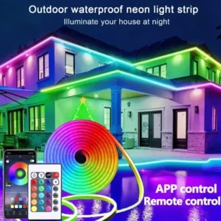 Tira de luces LED de neón USB, lámpara de cuerda Flexible RGB, Control por aplicación remota, sincronización de música impermeable para sala de juegos, decoración navideña