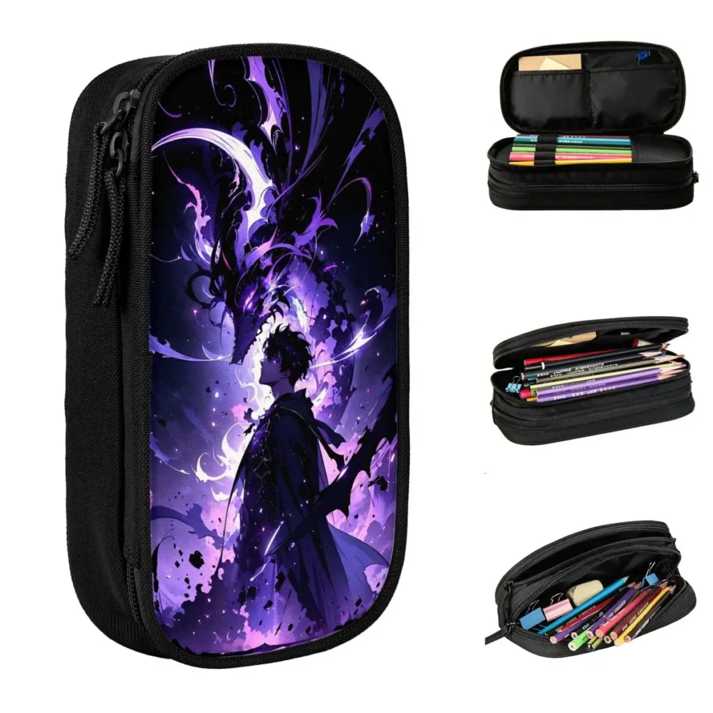 Nuevos estuches de lápices niveladores Solo S-ung Jin-woo, estuches de lápices de Anime, bolígrafo para niños, bolsa de almacenamiento grande, suministros escolares, papelería de regalo