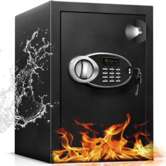 Caja fuerte grande para el hogar de 3,0 pies cúbicos, ignífuga, resistente al agua con caja de batería de emergencia, caja fuerte de seguridad de acero con teclado Digital, extraíble