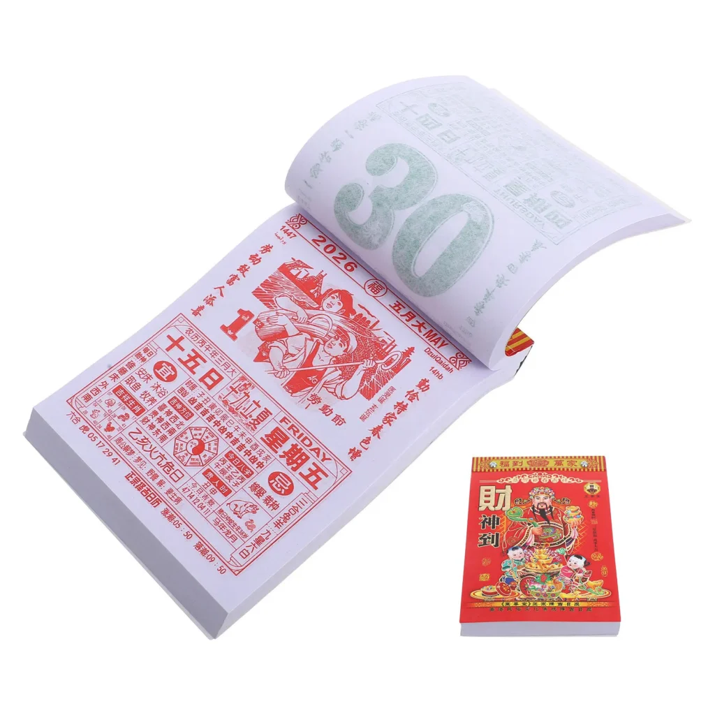 Calendario diario chino 2026 tradicional rasgado año Lunar del caballo calendario de pared decoración Fengshui caballo
