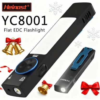 YC8001 Mini linterna EDC de 1000LM, linterna LED recargable con clip para bolígrafo, imán y zumbador, luz de llavero para emergencias de acampada