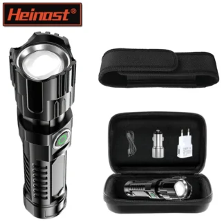 Nuevas linternas de mano con Zoom telescópico portátil, linterna de emergencia recargable por USB LED superbrillante para acampar al aire libre