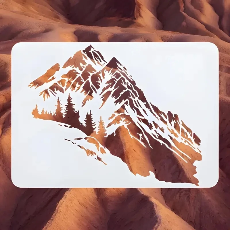 Plantillas DIY de montaña A4, 29x21cm, pintura de pared, libro de recortes colorear, álbum en relieve, plantilla de tarjeta de papel decorativa, pared