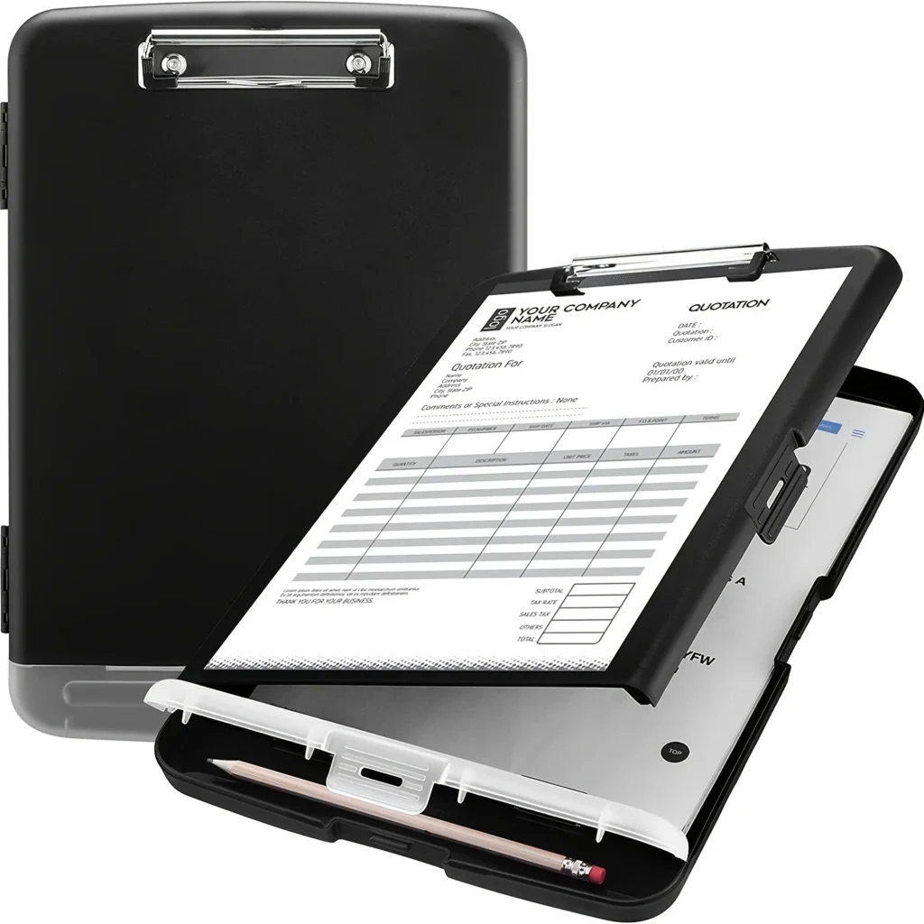 Caja de archivos grande A4 resistente al agua con ranura para bolígrafo, carpeta de plástico de escritorio, almacenamiento de archivos de datos con Clip para tablero de escritura para suministros de oficina