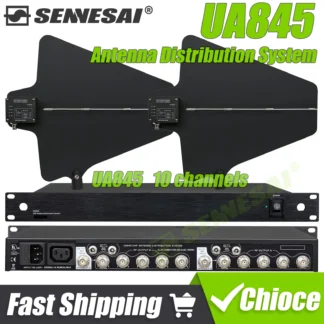 SENNESAI UA845 sistema distribuidor amplificador de antena UHF 470-900MHz frecuencia 10 canales Antena Booster para micrófono inalámbrico