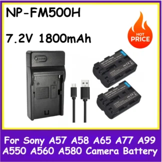 7,2 V 1800mAh NP-FM500H NPFM500H batería de cámara para Sony A57 A77 A99 A550 A58 A65 A560 A580 cargador de batería USB