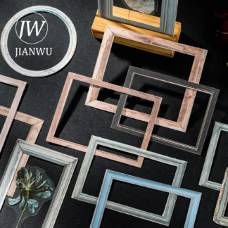 JIANWU-marco de fotos, serie estética, flor Vintage, borde hueco, Material de paisaje, pegatina de Collage, diario creativo, papelería