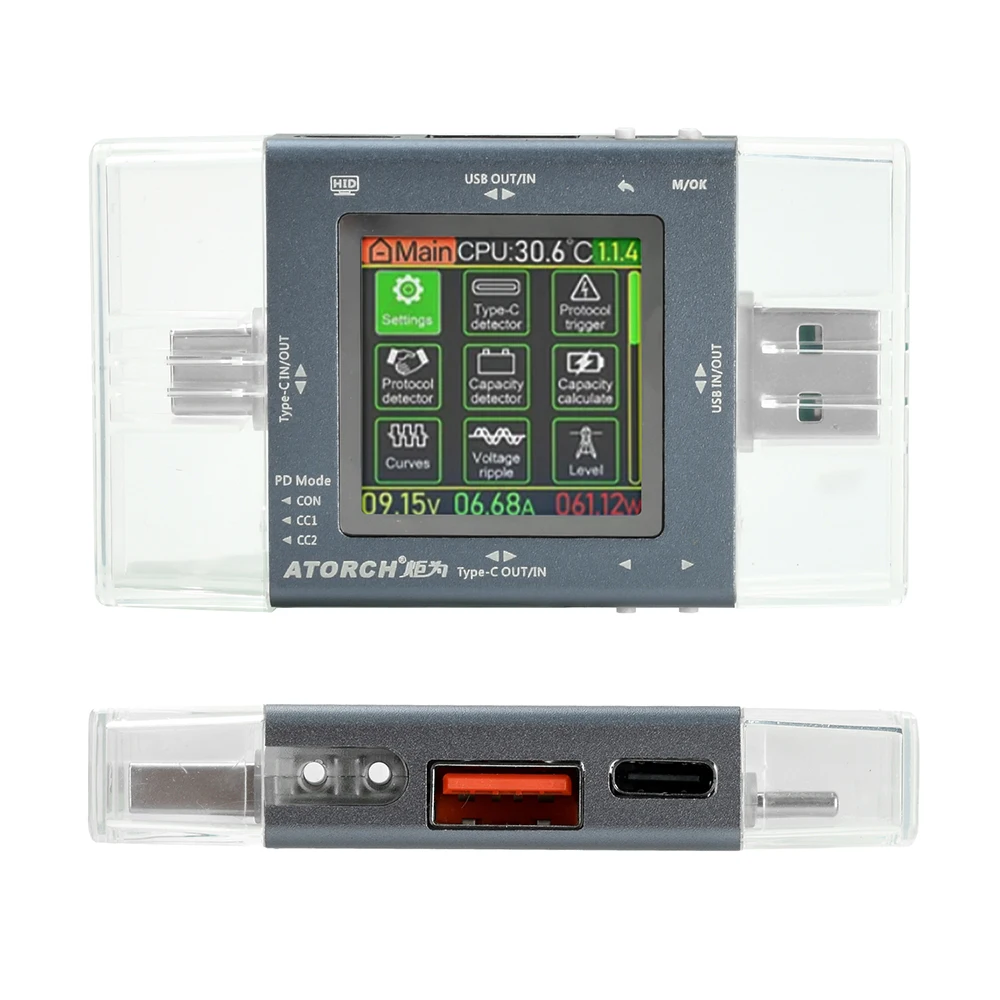 Probador USB TU13, voltímetro tipo C PD3.0, protocolo de carga rápida DC0-50V, Monitor de capacidad del cargador de teléfono móvil, probador de potencia
