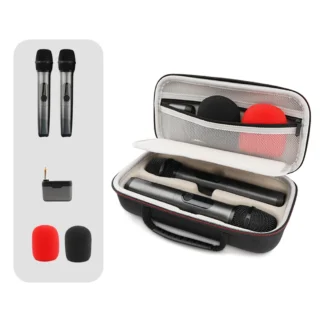 Estuche para micrófono inalámbrico con cremallera, bolsa de viaje para micrófono Dual de mano, funda dura de EVA, bolsa de transporte para 2 micrófonos inalámbricos