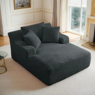 Chaise Lounge, sofá cama de pana para interiores con cojines, silla reclinable, cómodo sofá grande de asiento profundo para sala de estar