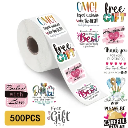 500 Uds. Rollo de pegatinas con patrón inglés, pegatinas para álbum de recortes, café, teléfono, portátil, calcomanía, suministros para coche y motocicleta, pegatinas