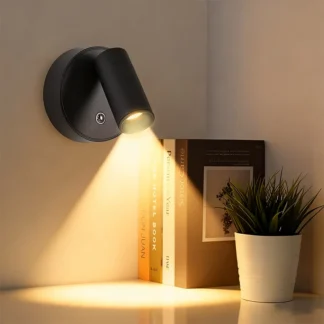 Luz de pared inalámbrica LED recargable por USB con Base magnética con Interruptor táctil lámpara de noche regulable con imán blanco y negro para lectura