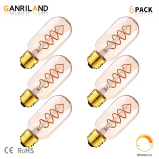 GANRILAND-bombillas LED de filamento en espiral, Bombilla regulable de 3W, T45, E26, E27, 110V, 220V, tubulares modernas para luz colgante decorativa
