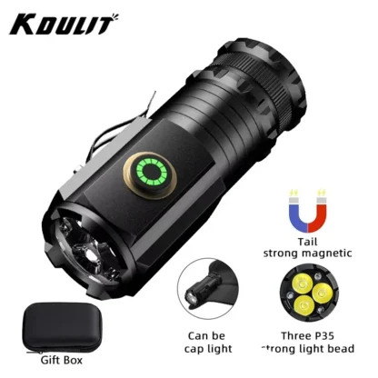 Potente Mini linterna LED, linterna de bolsillo de aluminio superbrillante, recargable, impermeable, para senderismo, Camping, luz de Flash con imán