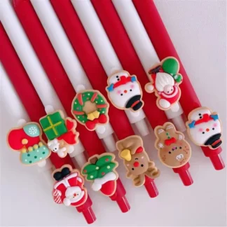 40 unids/lote lindo bolígrafo de Gel retráctil de Navidad bolígrafos de dibujos animados Kawaii 0,5mm tinta negra útiles escolares de escritura regalos de papelería de oficina
