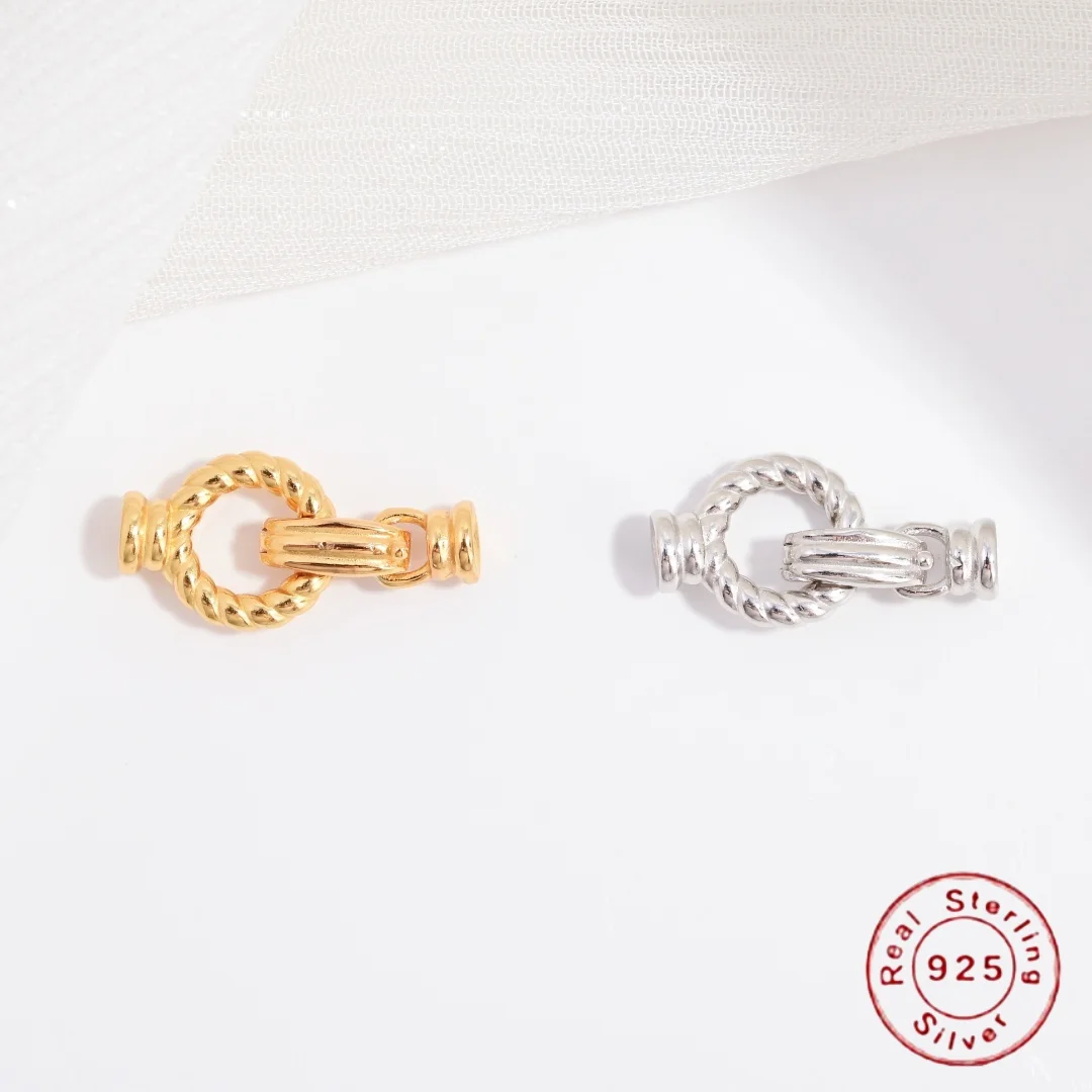 Cierre de conector roscado de plata de ley S925, accesorio de cierre de extremo de pulsera y collar hecho a mano DIY SK127