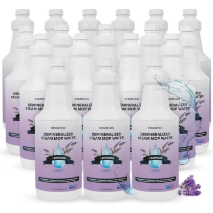 Steam Go Agua desmineralizada para Limpiador a vapor - Solución de limpieza de pisos sin PVC Compatible con todos los trapeadores a vapor - Multi-Surfac
