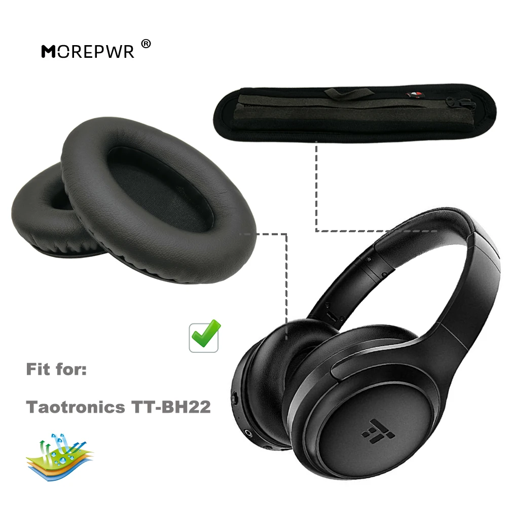 Almohadillas de repuesto para auriculares Taotronics TT-BH22 TT BH22, piezas, diadema, cojín de cuero, orejera de terciopelo, funda para auriculares