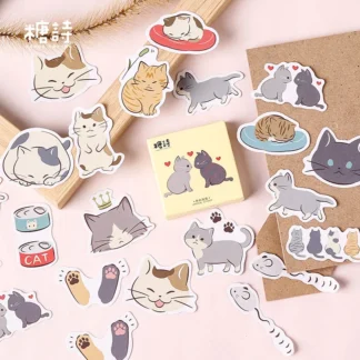 Minipegatina de papel para decoración, pegatina creativa de gato para amantes, diario, álbum de recortes, papelería Kawaii, 45 unidades por lote