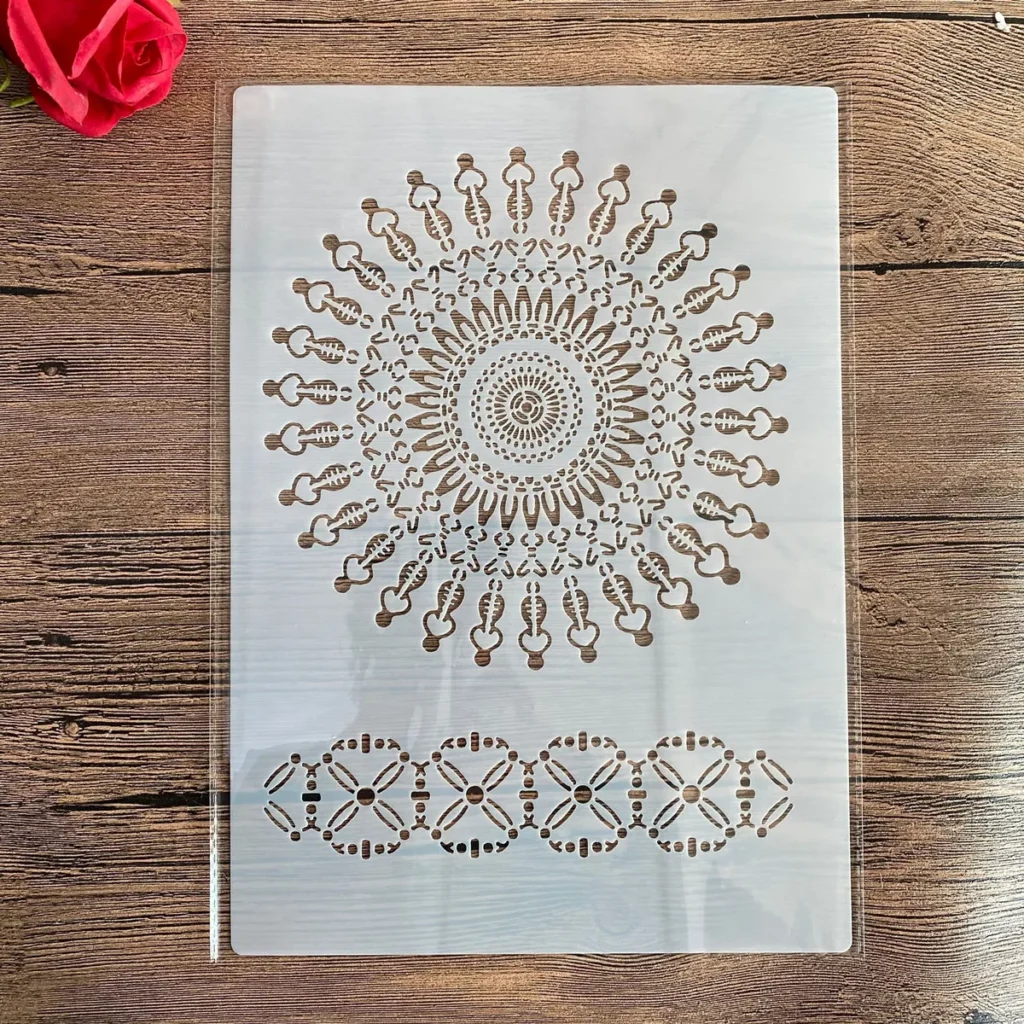 Plantillas DIY de Mandala A4, 29x21cm, pintura de pared, libro de recortes colorear, álbum en relieve, plantilla de tarjeta de papel decorativa, pastel de pared