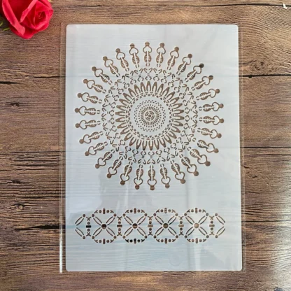 Plantillas DIY de Mandala A4, 29x21cm, pintura de pared, libro de recortes colorear, álbum en relieve, plantilla de tarjeta de papel decorativa, pastel de pared