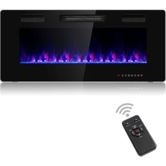 Chimenea eléctrica de 42 pulgadas, 750W/1500W, inserto para chimenea empotrada y montada en la pared con Control remoto para salas de estar interiores 12