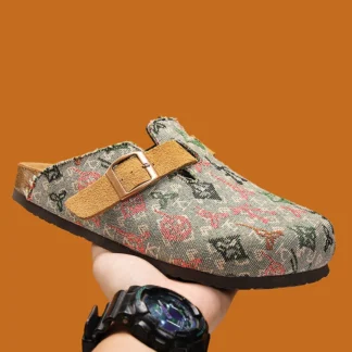 Zapatos de hombre de alta calidad transpirables de diseñador, sandalias ligeras sin cordones con media suela, zapatos informales de verano con punta redonda