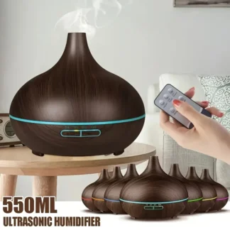 Difusor para el hogar, juego de 6 aceites, difusor de aceites esenciales de 550ml con humidificador ultrasónico con Control remoto, luz LED de 7 colores