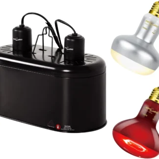 Lámpara de calor para reptiles doble con bombilla de luz diurna UVA de 100W y emisor de infrarrojos para terrarios