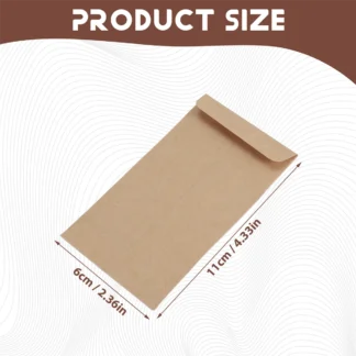 A010 La bolsa de cría de bolsas de semillas Kraft marrón de 100 piezas se utiliza para almacenar semillas, piezas pequeñas, monedas, joyas, etc. (Sobre 6X11 cm)