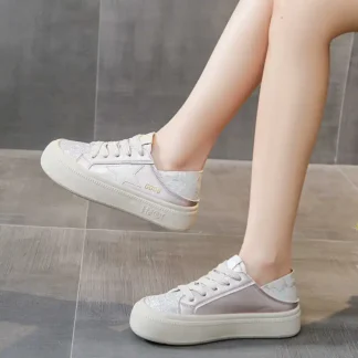 Botas marrones con parte inferior gruesa para mujer, tacones altos, talla 44 45 46, zapatos de tacón bajo, zapatillas deportivas para carreras Tenys