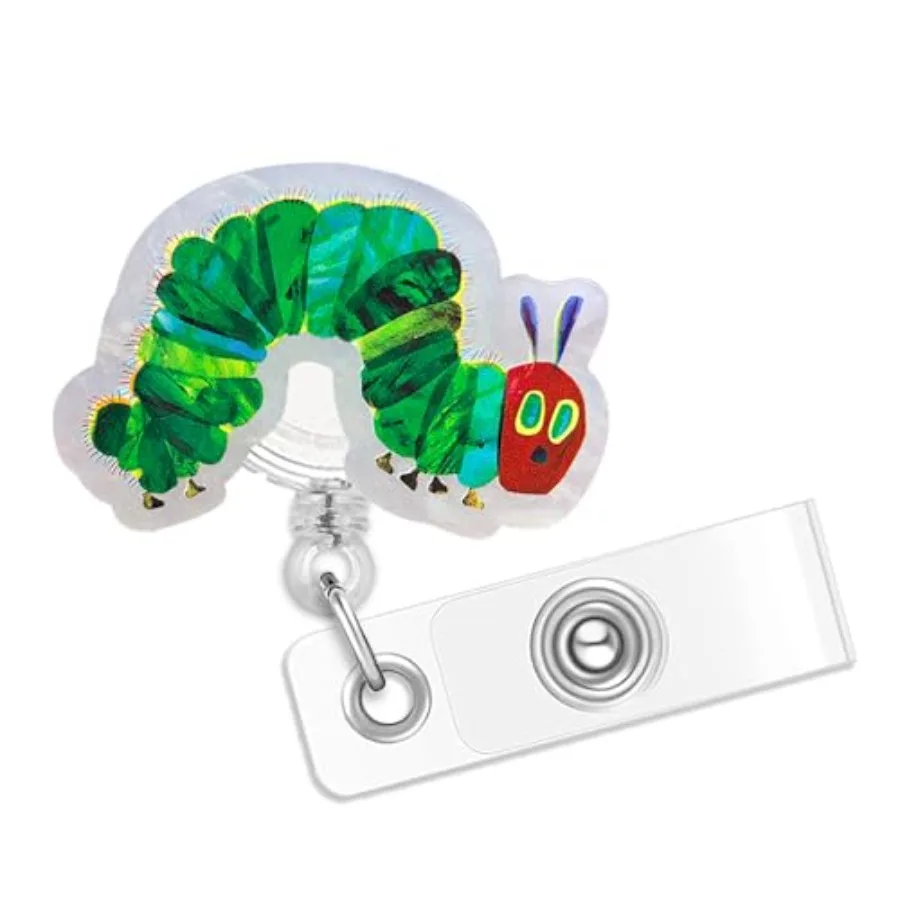Carrete de insignia The Very Hun Caterpillar, carretes de insignia divertidos, soporte retráctil para insignia, carrete, Clip de identificación, Animal lindo, decorativo pediátrico