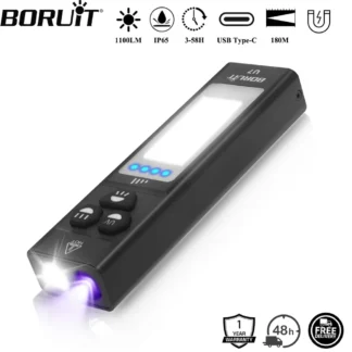 BORUiT U7 UV LED EDC linterna 1100LM tipo C recargable banco de energía luz de trabajo antorcha con imán Camping linterna de bolsillo