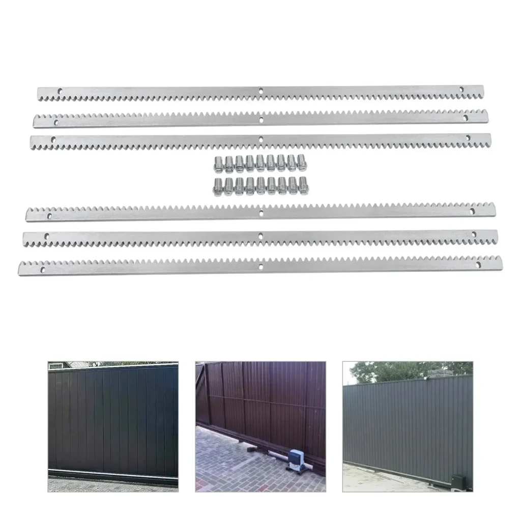 Abridor de puerta corredera eléctrica de 6m, Motor de puerta corredera, rieles de cierre de puerta, pistas de acero inoxidable de 6x1M, estantes de engranajes de 110V