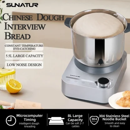 SUNATUR amasadora 8L/5,5L batidora de pie batidora de masa eléctrica procesador de cocina máquina para amasar electrodomésticos para hornear