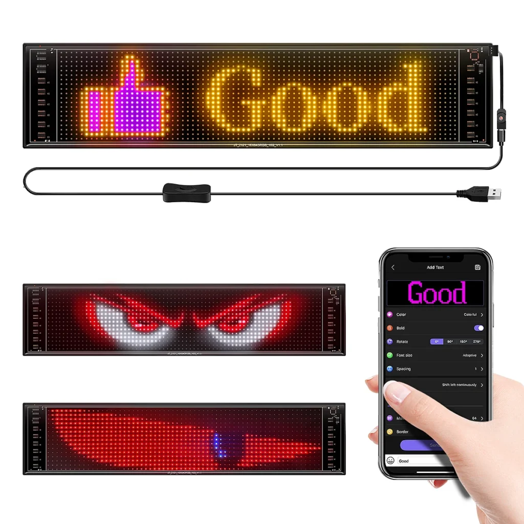 Panel de matriz LED multifuncional mejorado 2025, señal LED de desplazamiento de Control de aplicación, personalizado, Panel de matriz LED Flexible Graffiti para coche