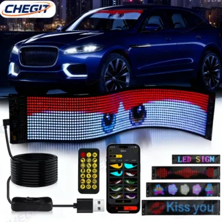 Panel de píxeles de matriz LED, programable en bricolaje, Control por aplicación Bluetooth, luz de pantalla Flexible, animación de letreros LED RGB para coche