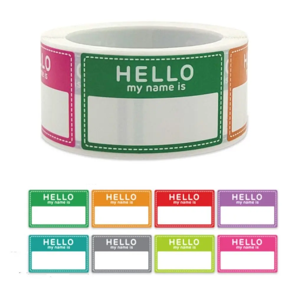 Multiusos Hola mi nombre es etiqueta de nombre autoadhesiva 200 Uds pegatinas de nombre 8 colores etiquetas de nombre en blanco hogar