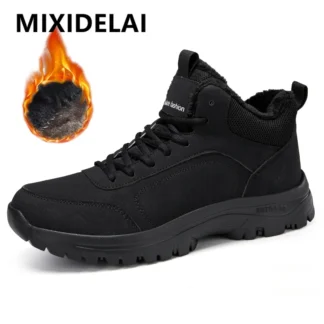 Botas de invierno para hombre, botas de nieve cálidas de felpa para hombre, zapatillas antideslizantes de invierno de alta calidad, botines de senderismo para hombre al aire libre, zapatos de trabajo