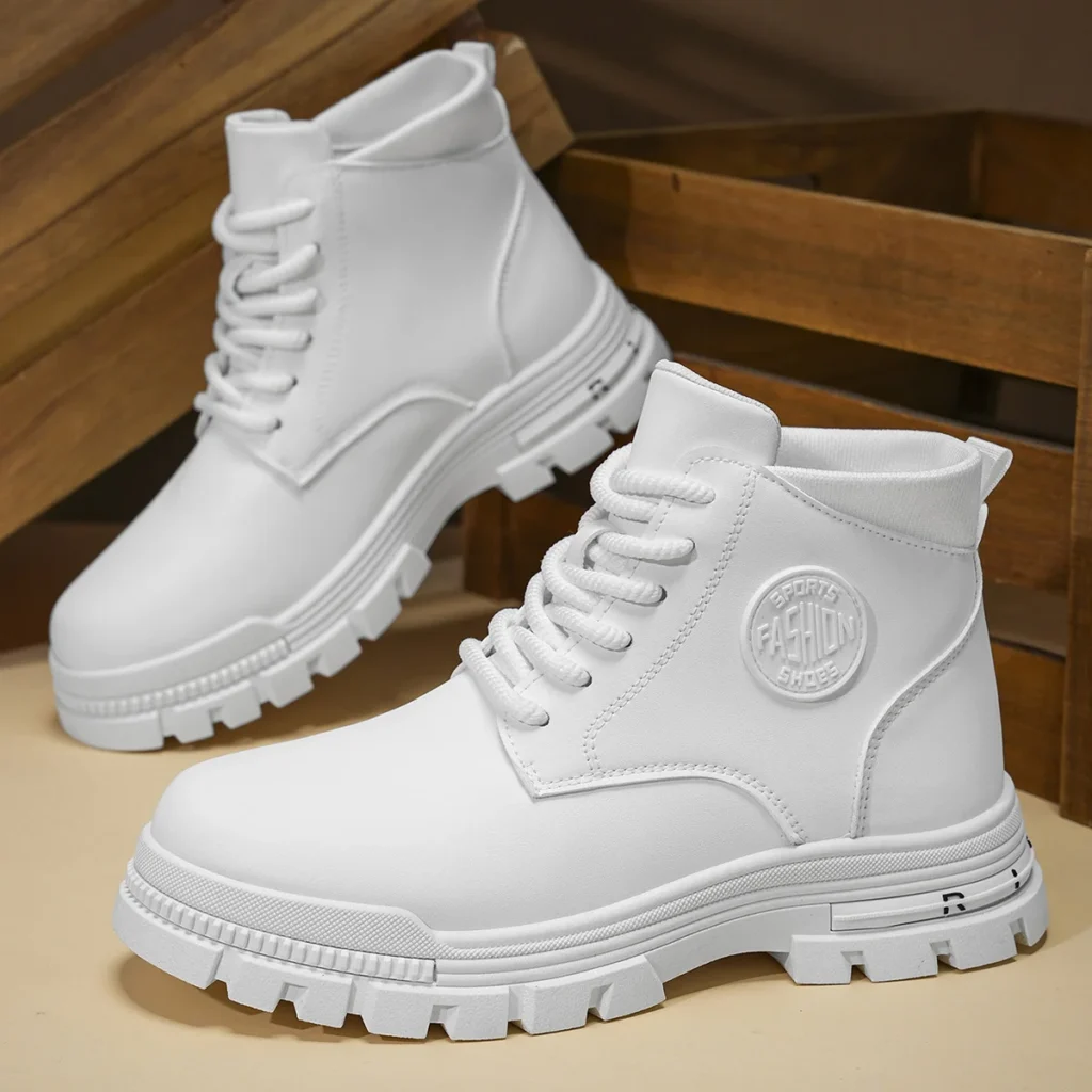 Botas de moto blancas a la moda para todas las estaciones para hombre, zapatos de Montañismo para senderismo al aire libre, duraderos y cómodos, Otoño Invierno