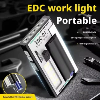 Linterna EDC recargable, mini linterna de doble fuente de luz, linternas de bolsillo planas portátiles, linterna con llavero magnético