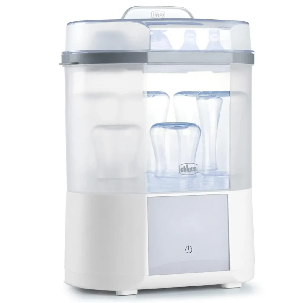 Esterilizador y secadora de vapor eléctrica para biberones y accesorios | Mata 99,9% gérmenes, 4 modos, apagado automático