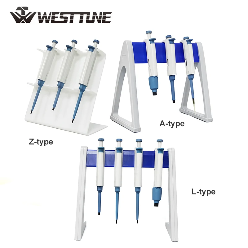 Estante para pipetas de laboratorio WESTTUNE, soporte para pipetas de plástico tipo L tipo A tipo Z, estante para micropipetas para colgar micropipetas de laboratorio