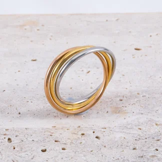 Anillo de cuentas entrelazadas de Triple envoltura de acero inoxidable, 5 tamaños, configuración de anillo hecho a mano, componente de fabricación de joyería DIY, 1 ud.