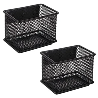 Cesta magnética negra, juego de 2 cestas magnéticas para refrigerador, soporte organizador de casillero magnético resistente para pizarra blanca