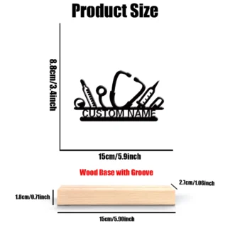 1 pieza nuevo instrumento médico nombre personalizable decoración de madera hecha a mano con elegante letras cursivas