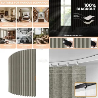 Partición plegable gris 180W x 108L con riel de techo - Cortina divisora de habitación de fácil instalación