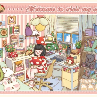 Personajes de cuento de hadas Kawaii, pegatina de paisaje de escritorio de pez 3D, regalo de festival de escena de cabina de bolsillo DIY 