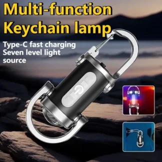 Mini llavero linterna COB luz de trabajo tipo C recargable gancho al aire libre luz de advertencia de emergencia para acampar caminar senderismo